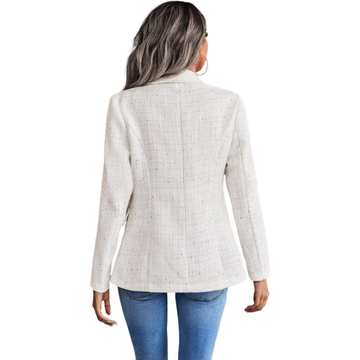 Tweed Double Breasted Jacket for Women – Structured Lapel Blazer