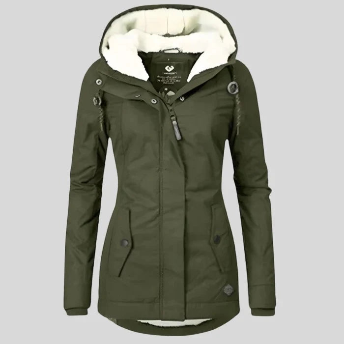 Women's Quilted Hooded Coat – Relaxed Fit Fleece-Lined