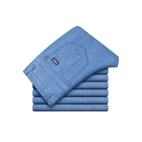 Men’s Stretch Jeans – Lightweight High Waist Straight-Leg Denim