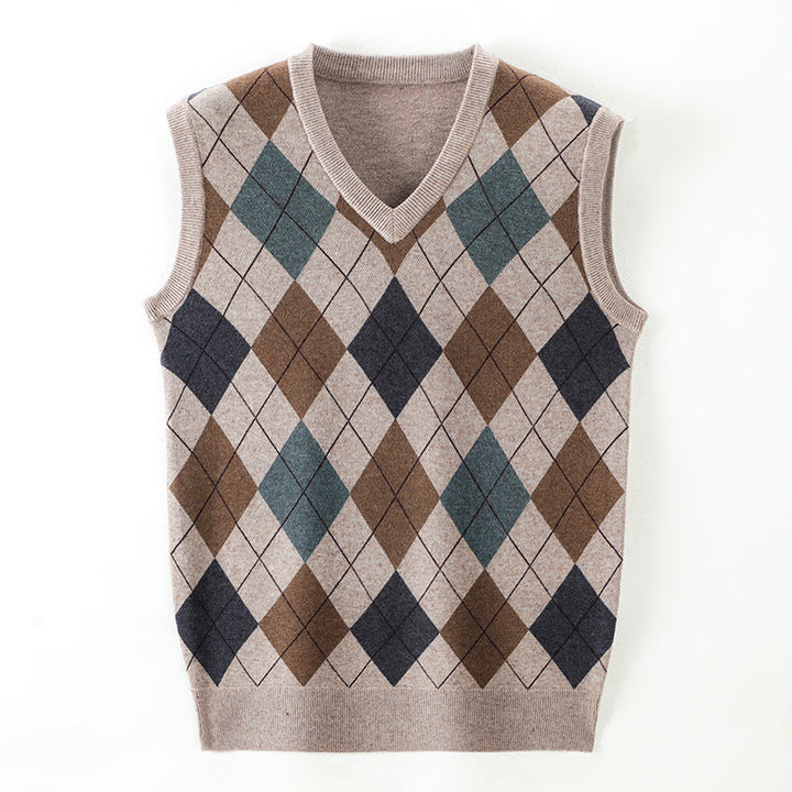Men's Wool Blend Knitted Vest – Classic Sleeveless Pullover Style