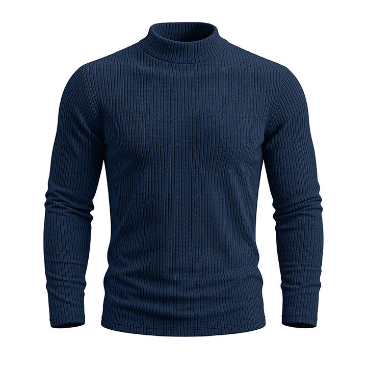 Men's Mandarin Collar Sweater – Slim Fit Knit Thermal Pullover