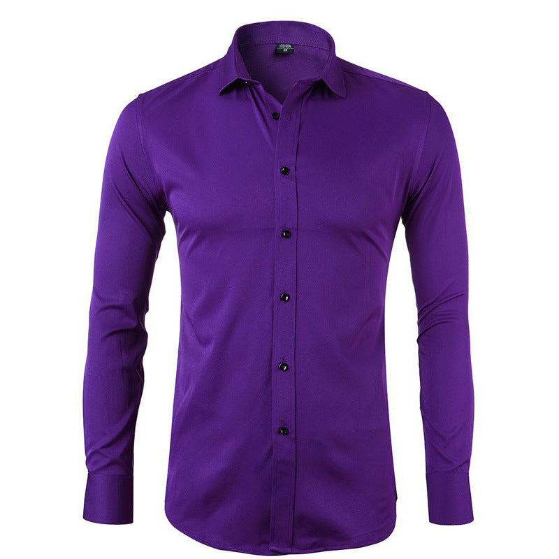 Men's Fitted Stretch Dress Shirt – Bamboo Blend, Easy-Care