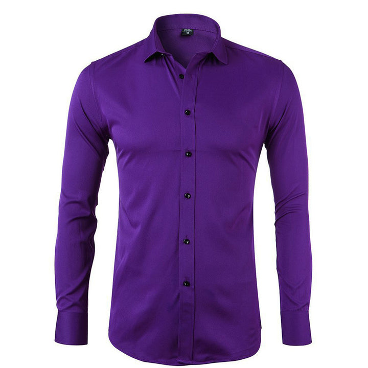 Men's Fitted Stretch Dress Shirt – Bamboo Blend, Easy-Care