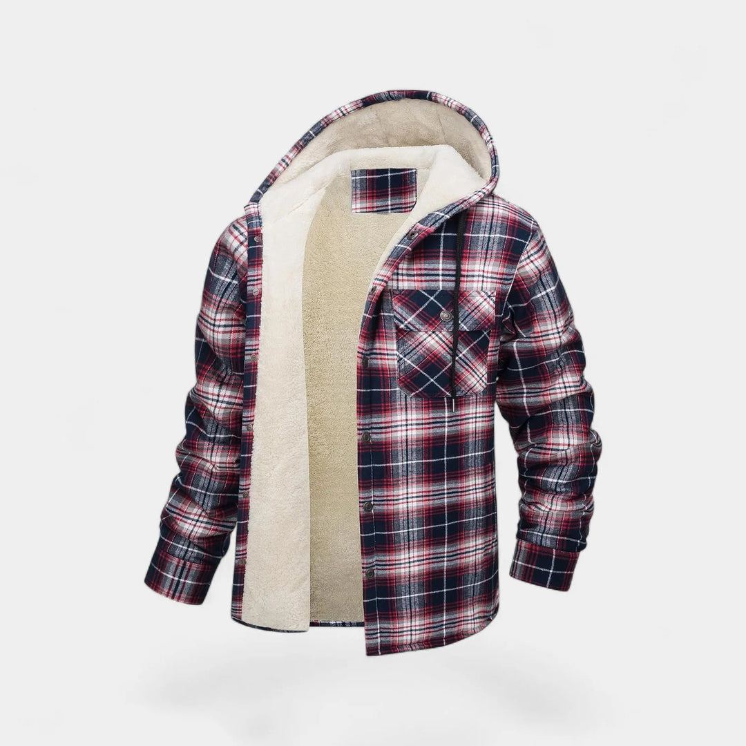 Men's Plaid Hoodie Jacket – Fleece Lined Casual Outerwear