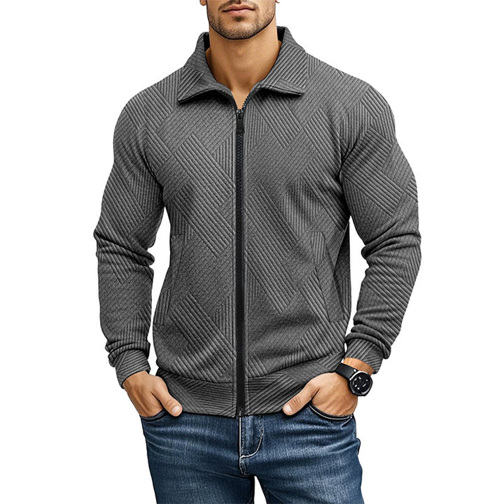 Men's Waffle Texture Jacket – Regular Fit Turn-Down Collar