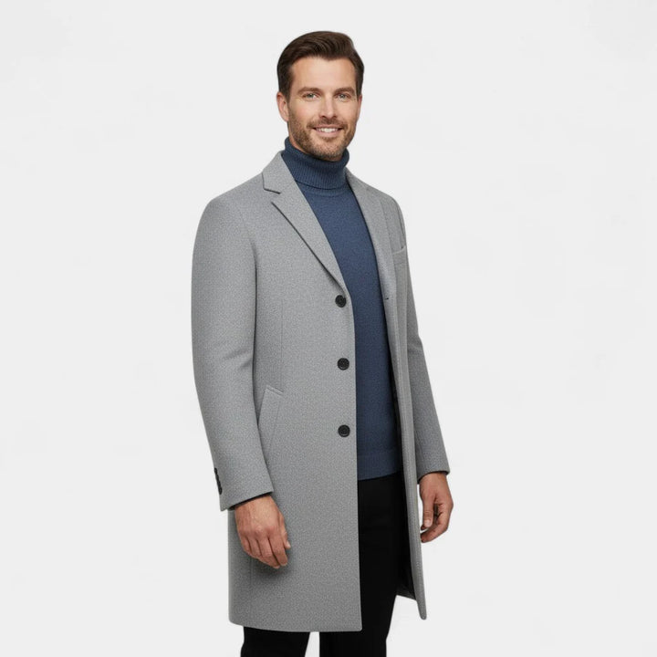Men's Wool Blend Trench Coat – Classic Mid-Length Overcoat