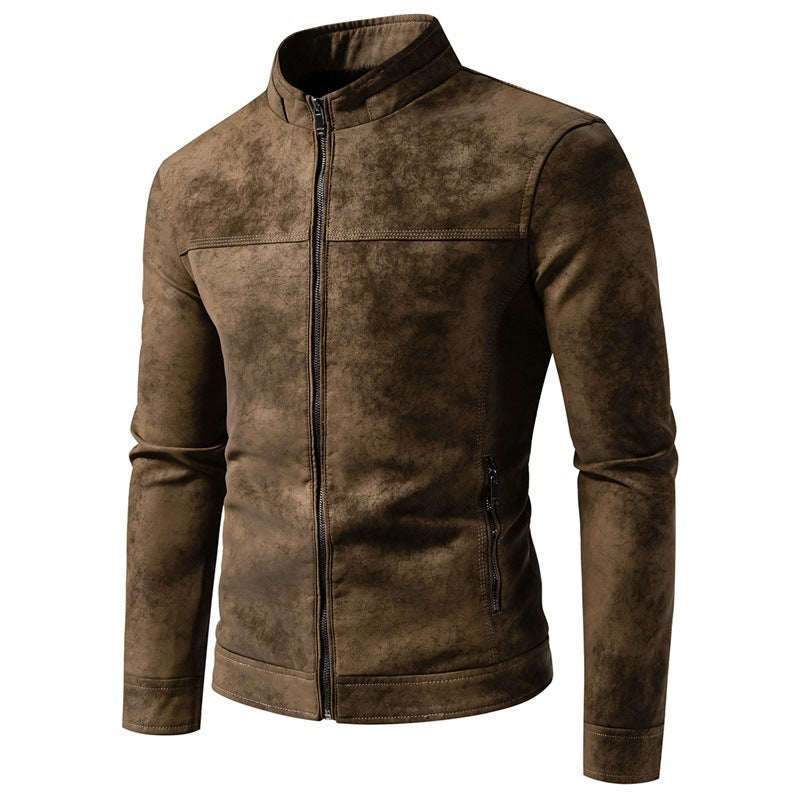 Men's Vegan Leather Jacket – Loose Fit Retro Tie-Dye