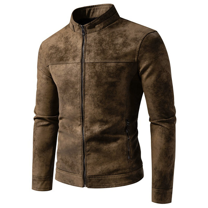 Men's Vegan Leather Jacket – Loose Fit Retro Tie-Dye