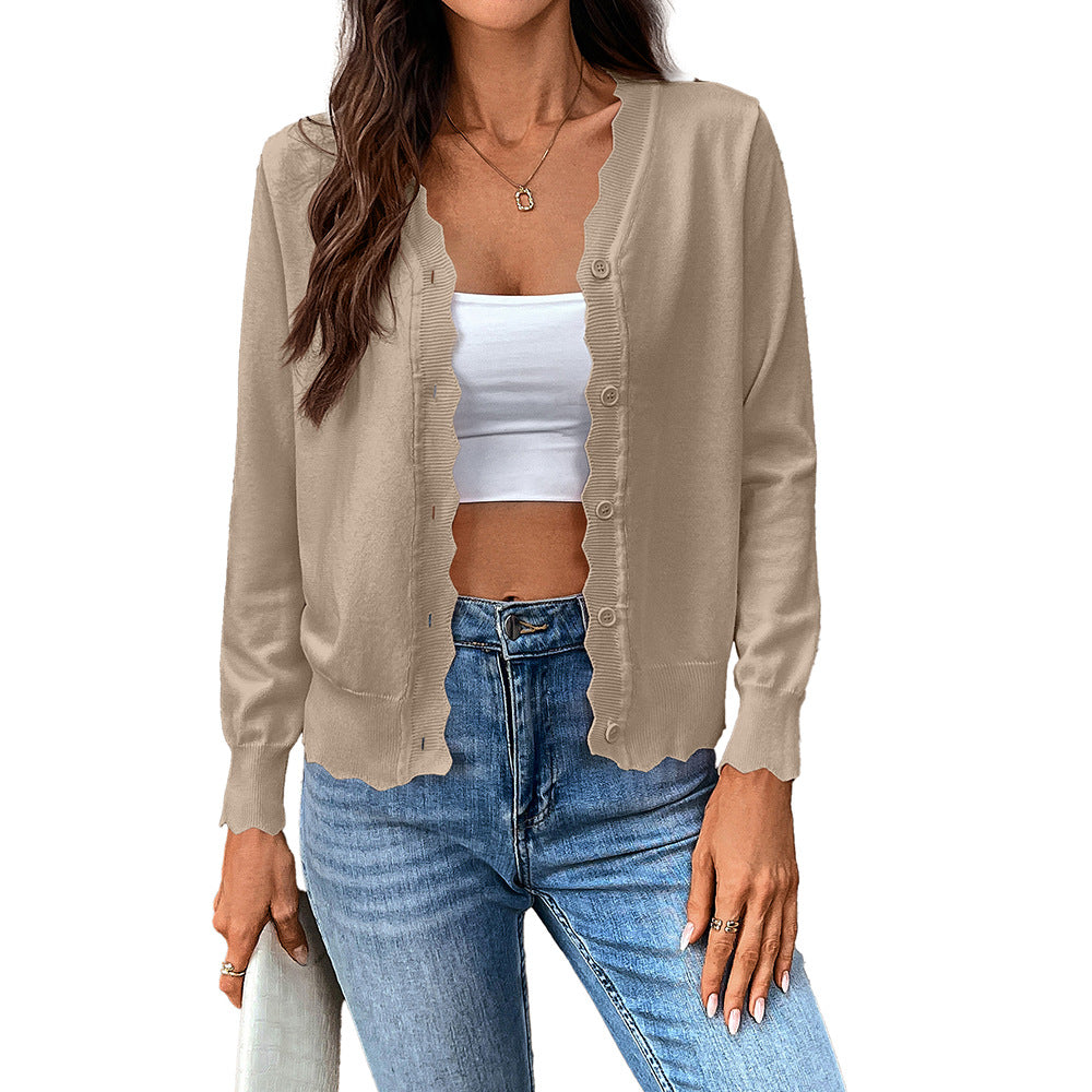 Women's Lightweight Knit Cardigan – V-Neck Long Sleeve Layer