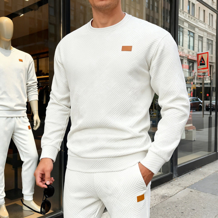 Men's Textured Crew Neck Sweatshirt – Relaxed Everyday Fit