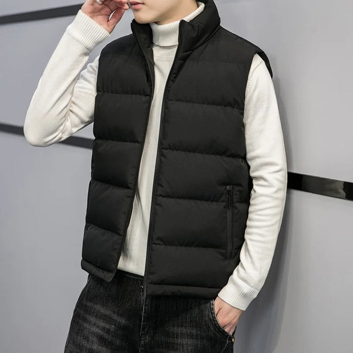 Men's Quilted Sleeveless Vest – Leisure Warmth with Stand Collar