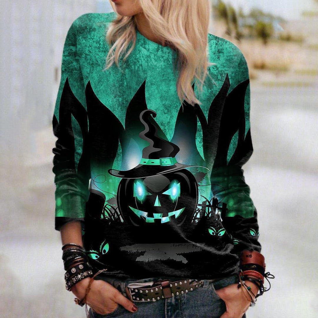 Women's Halloween Sweatshirt – Graphic Crew Neck with 3D Print