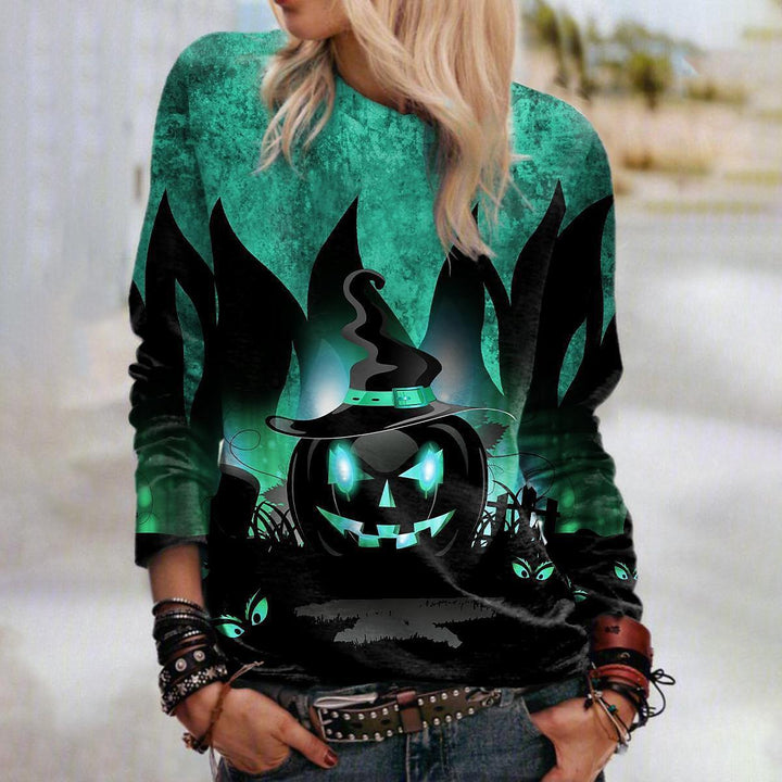Women's Halloween Sweatshirt – Graphic Crew Neck with 3D Print