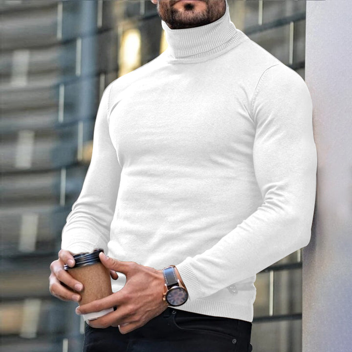 Men's Printed Stretch Turtleneck T-Shirt – Soft Long Sleeve Top