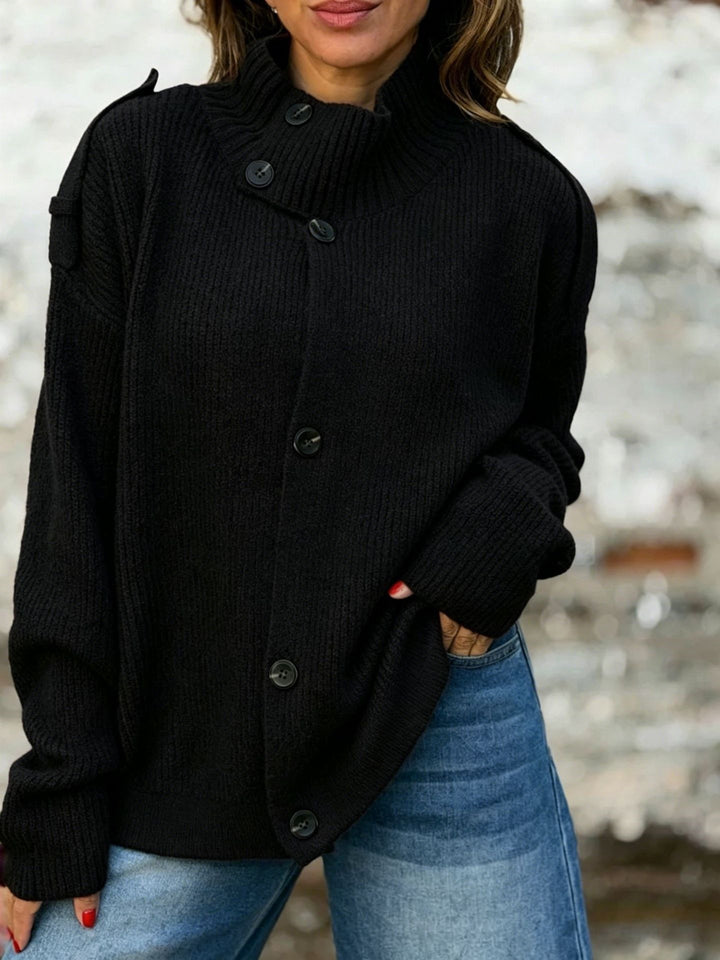 Women's Knitted Cardigan Sweater Coat – Turtleneck Regular Fit