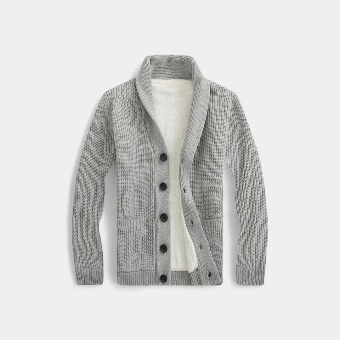 Men's Knitted Cardigan Sweater – Minimalist V-Neck Wool Blend Style