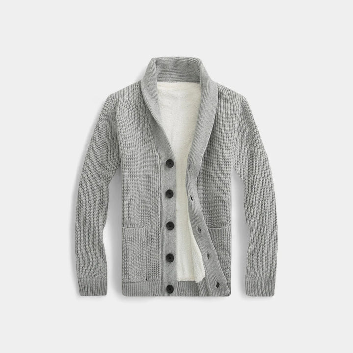 Men's Knitted Cardigan Sweater – Minimalist V-Neck Wool Blend Style