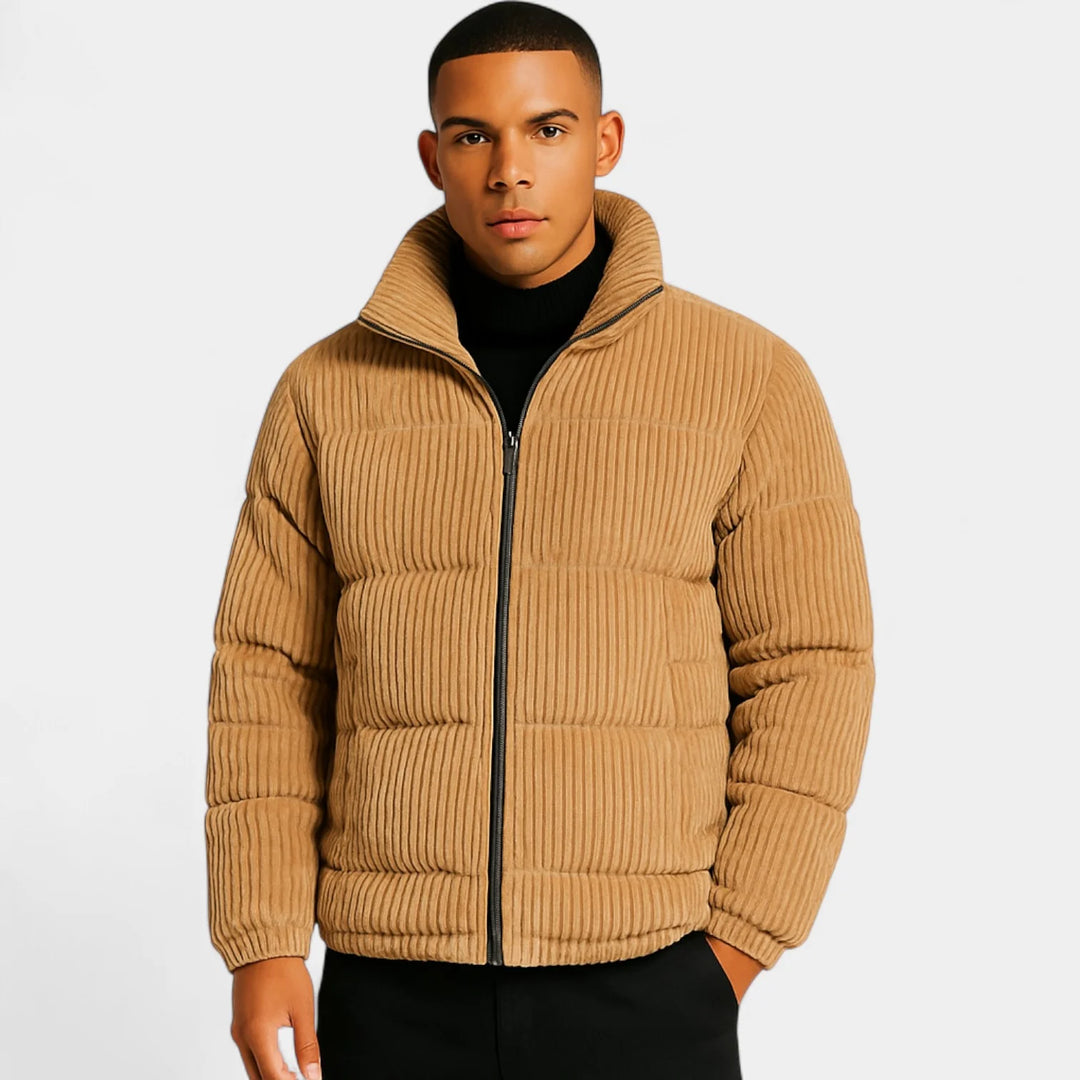 Men's Corduroy Quilted Jacket – Relaxed Fit, Padded Structure
