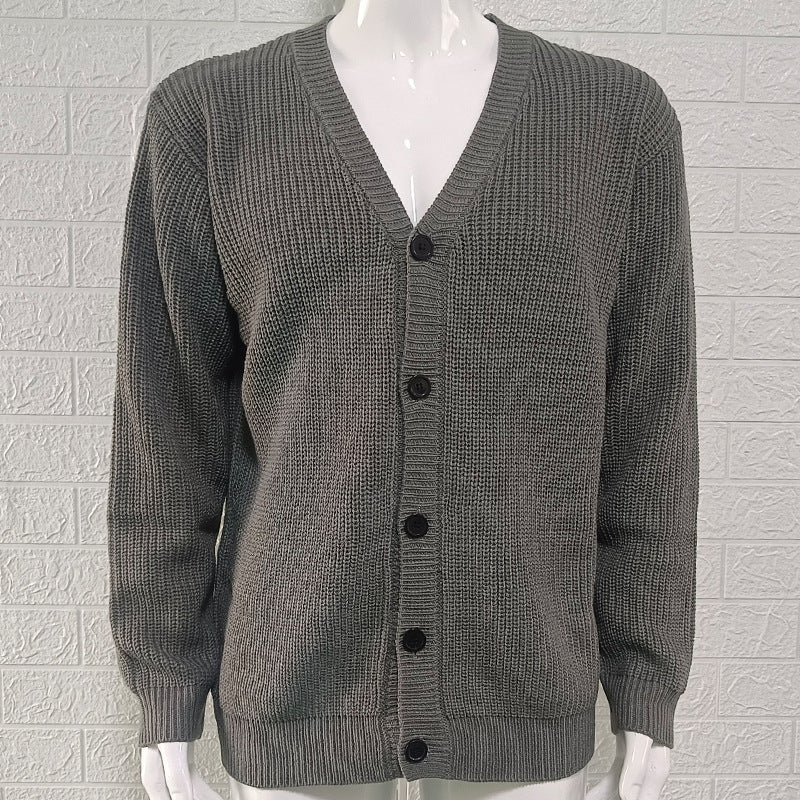 Men's Cardigan Slim Fit V-Neck – Cotton Knit, Button Front