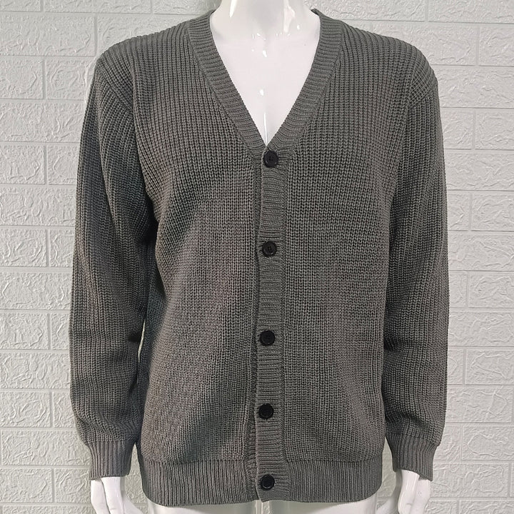 Men's Cardigan Slim Fit V-Neck – Cotton Knit, Button Front