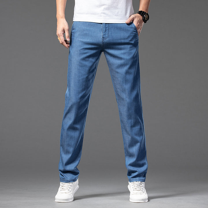 Men’s Stretch Jeans – Lightweight High Waist Straight-Leg Denim