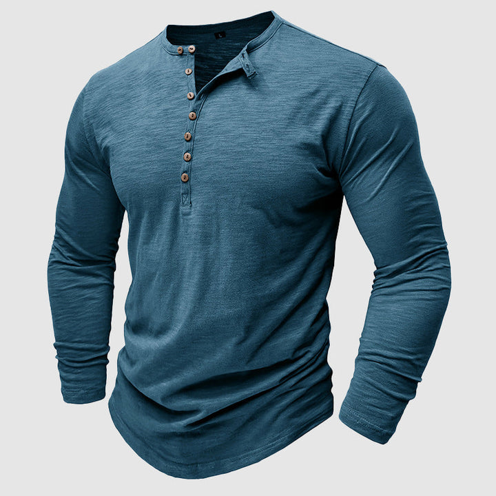 Men's Cotton Long Sleeve T-Shirt – Soft Pullover Crewneck Layer