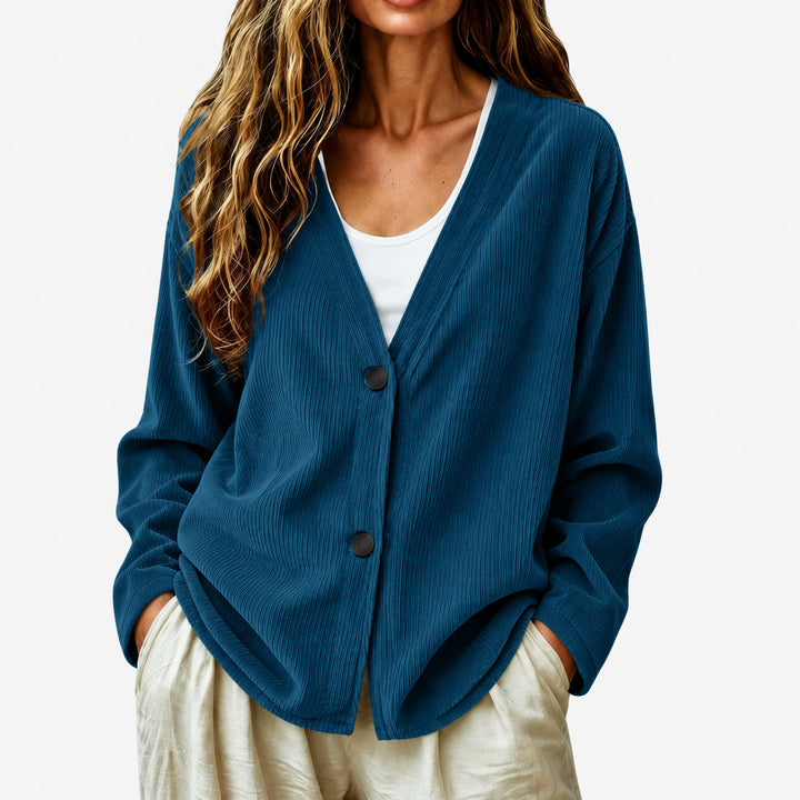 Women's Ribbed Knit Cardigan – Lightweight Button Front Jacket