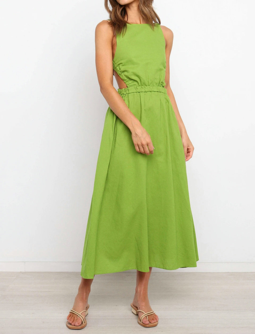 Maxi Dress for Women – Stretch Knit Halter, Sleeveless, Elastic Waist