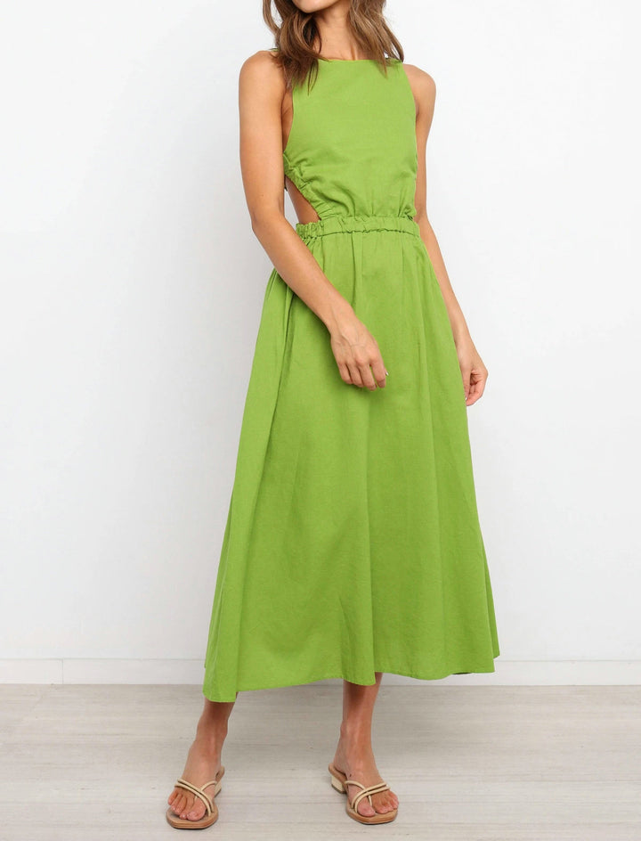 Maxi Dress for Women – Stretch Knit Halter, Sleeveless, Elastic Waist