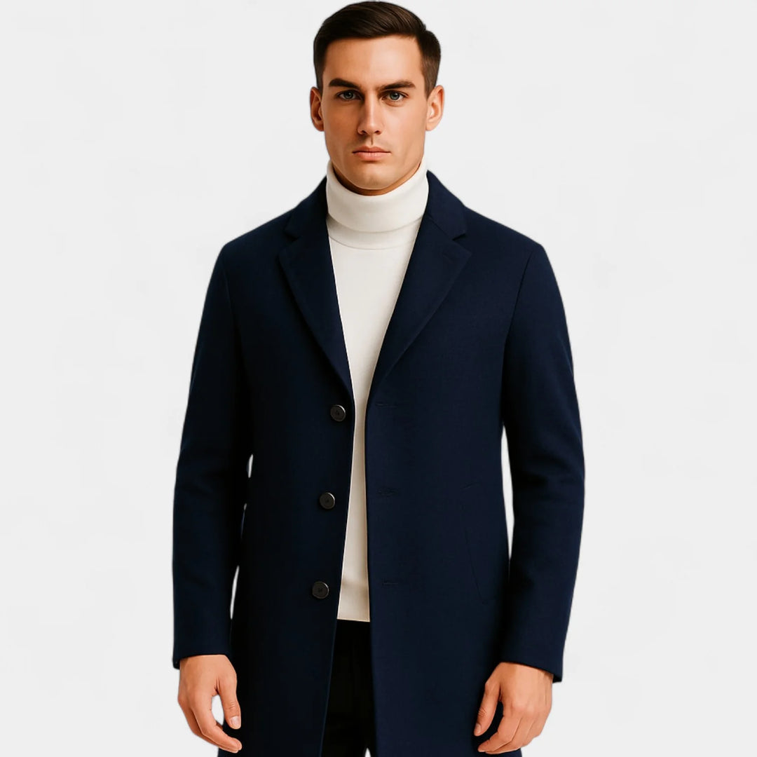 Men’s Mid-Length Cotton Blend Coat – Windbreaker Style