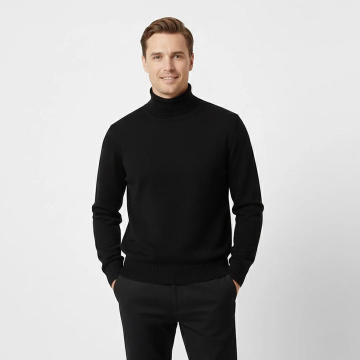 Men's Wool-Lined Turtleneck Sweater – Thick Velour Feel, Relaxed Fit