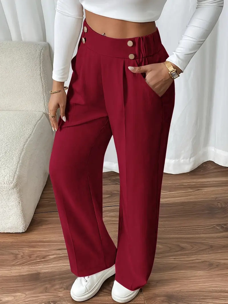 Women's High Waist Draped Trousers – Relaxed Fit Lightweight Wool Pants