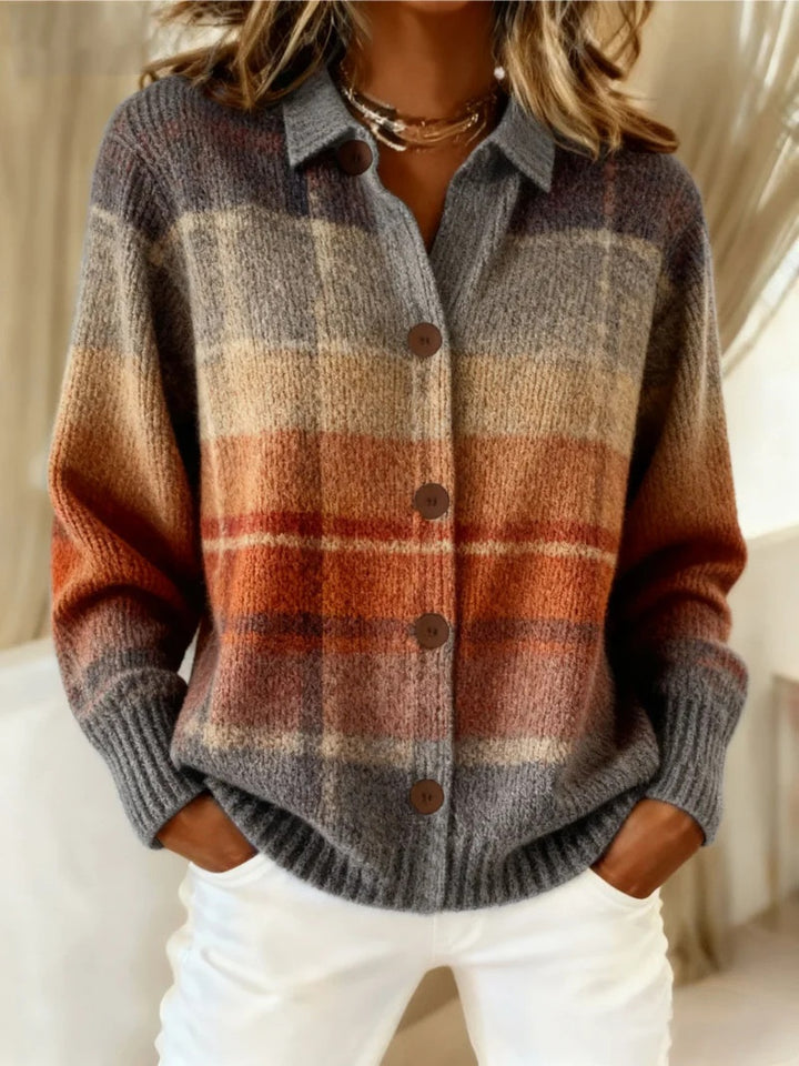Women's Ribbed Knit Blouse Cardigan Style with Loose Fit Collar