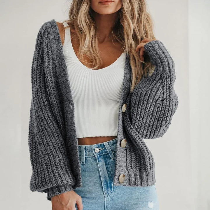 Women's Chunky Knit Cardigan – Oversized Button-Front Sweater