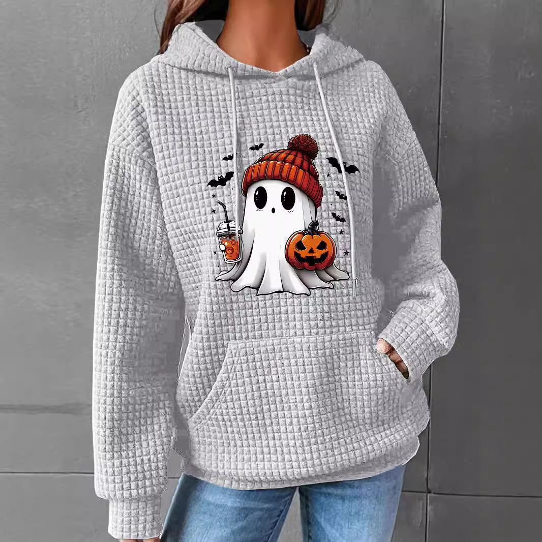 Women's Waffle Knit Long-Sleeve Hoodie – Relaxed Street Style