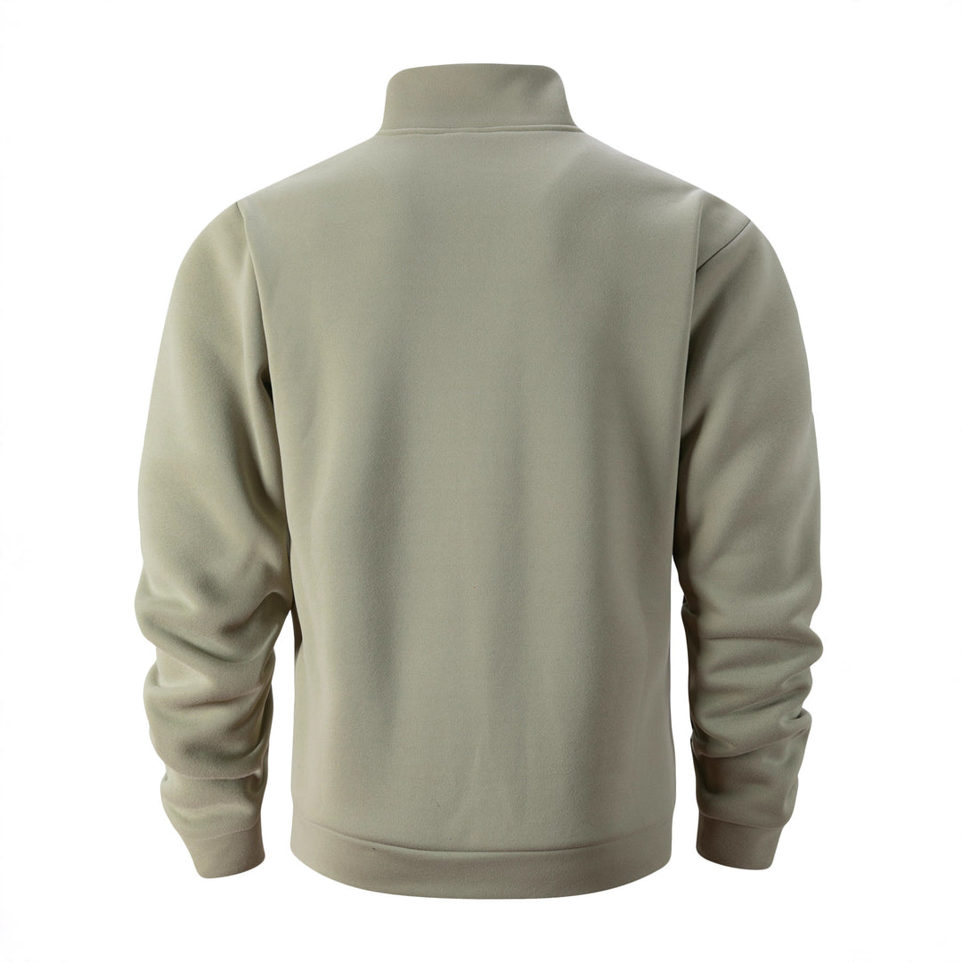 Men's Fleece-Lined Hoodie – Half Zip, Stand Collar, Relaxed Fit