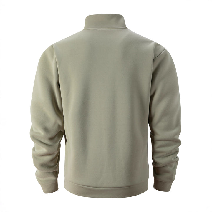 Men's Fleece-Lined Hoodie – Half Zip, Stand Collar, Relaxed Fit