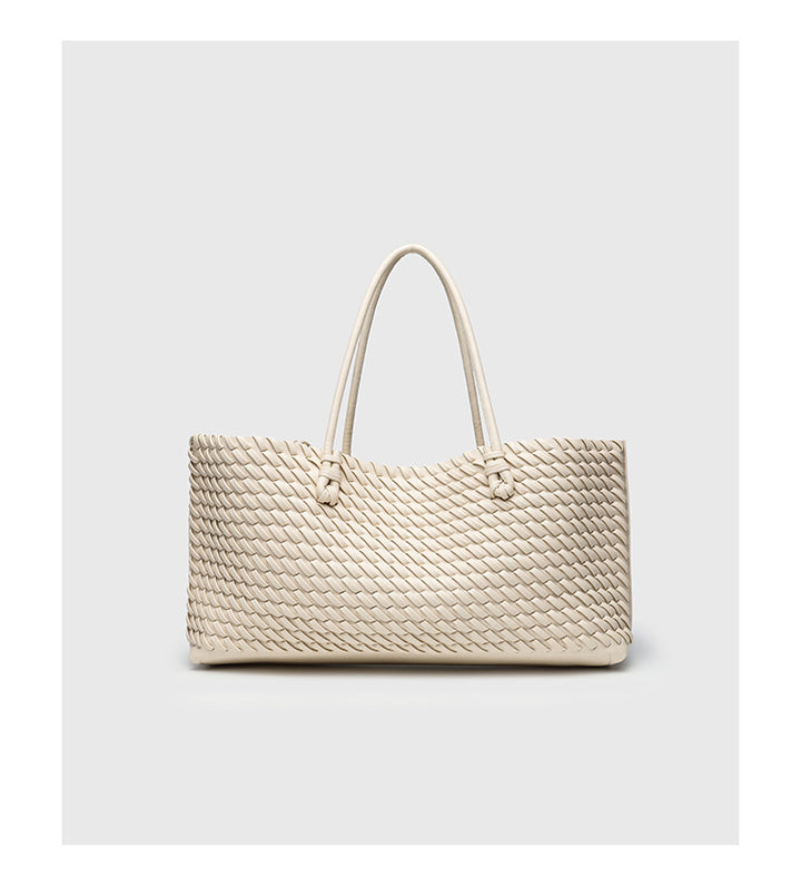 Woven Tote Bag for Women – Vegan Leather, Structured Design