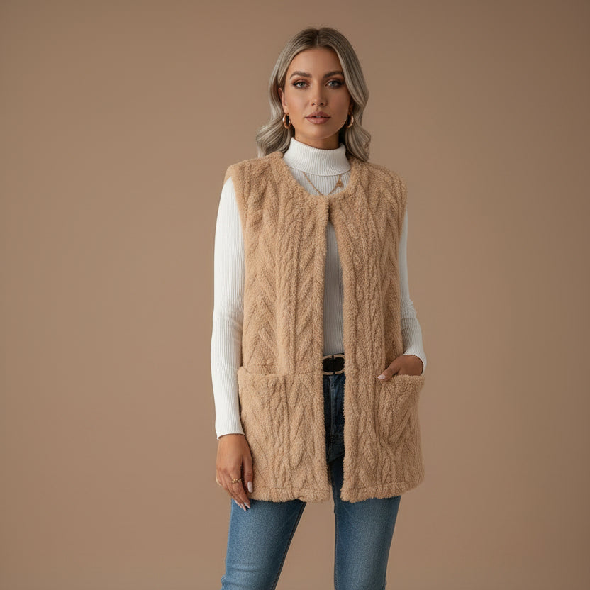 Women's Plush Vest – Diamond Texture Double-Sided Design