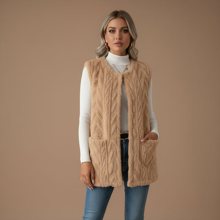Women's Plush Vest – Diamond Texture Double-Sided Design