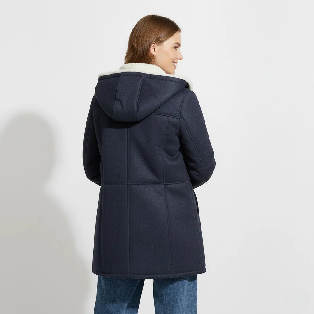 Sherpa Lined Women's Winter Jacket – Hooded, Wind-Resistant, Warm
