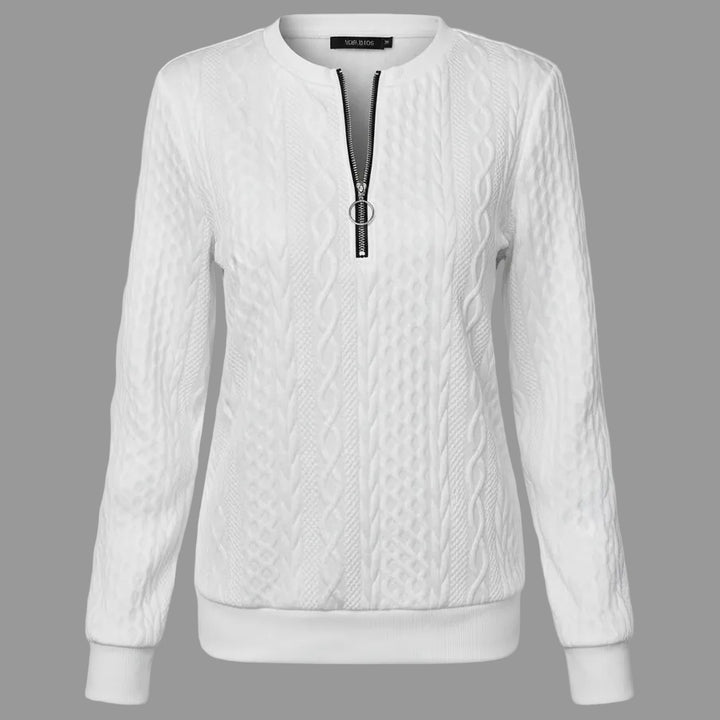 Quilted Women's Hoodie – Plush Pullover with Zipper Detail