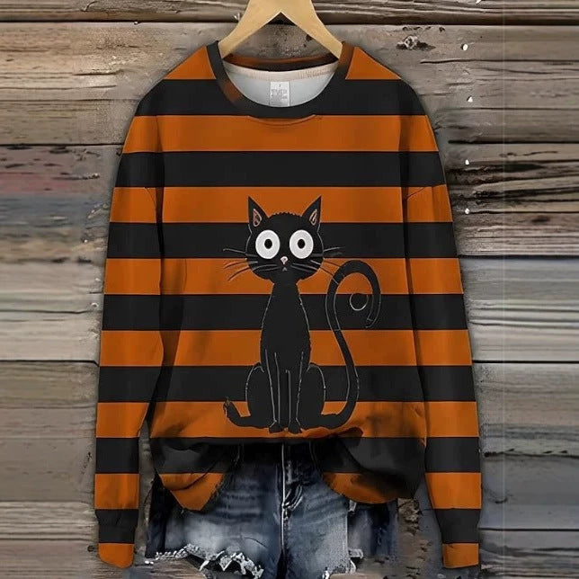 Women's Halloween Hoodie – Soft Fleece Artistic Retro 3D Print Pullover
