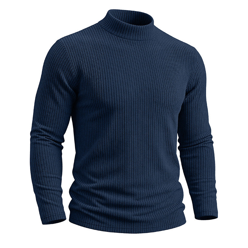 Men's Mandarin Collar Sweater – Slim Fit Knit Thermal Pullover