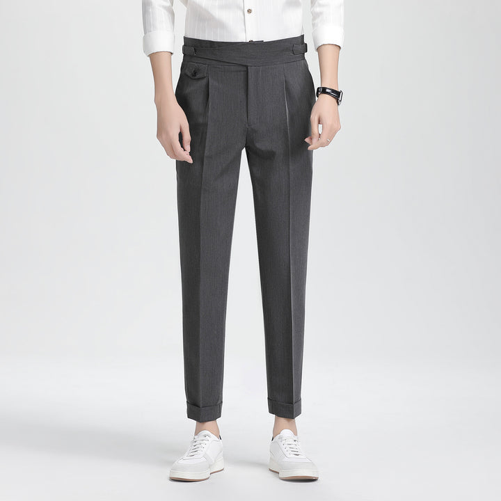 Men's Modern High Waist Slim Trouser – Refined Pleated Front