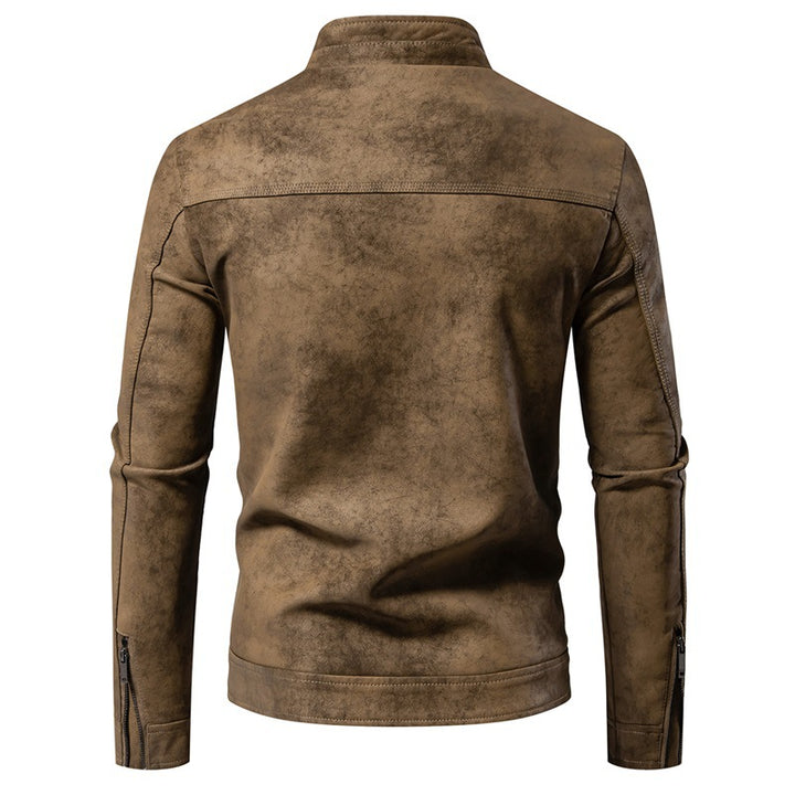Men's Vegan Leather Jacket – Loose Fit Retro Tie-Dye