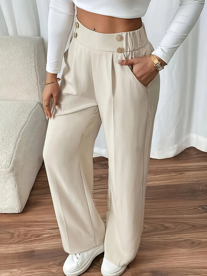 Women's High Waist Draped Trousers – Relaxed Fit Lightweight Wool Pants