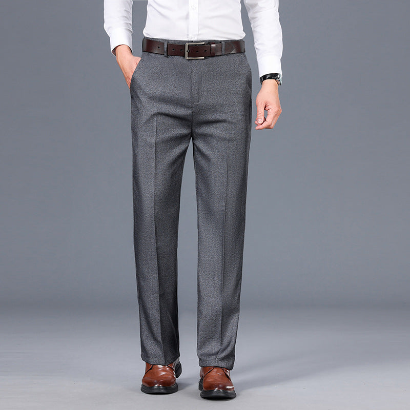 Men's Wool-Blend Dress Trouser – Straight-Cut Thickened Casual Fit