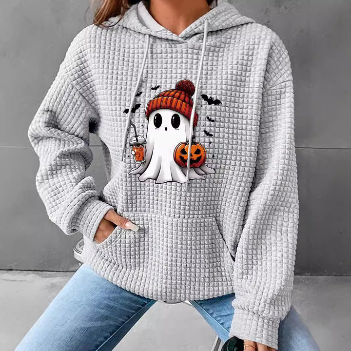Women's Waffle Knit Long-Sleeve Hoodie – Relaxed Street Style