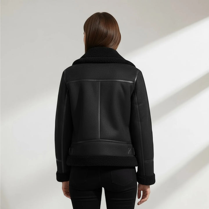 Women's Suede Jacket with Fleece Lining – Structured Fit